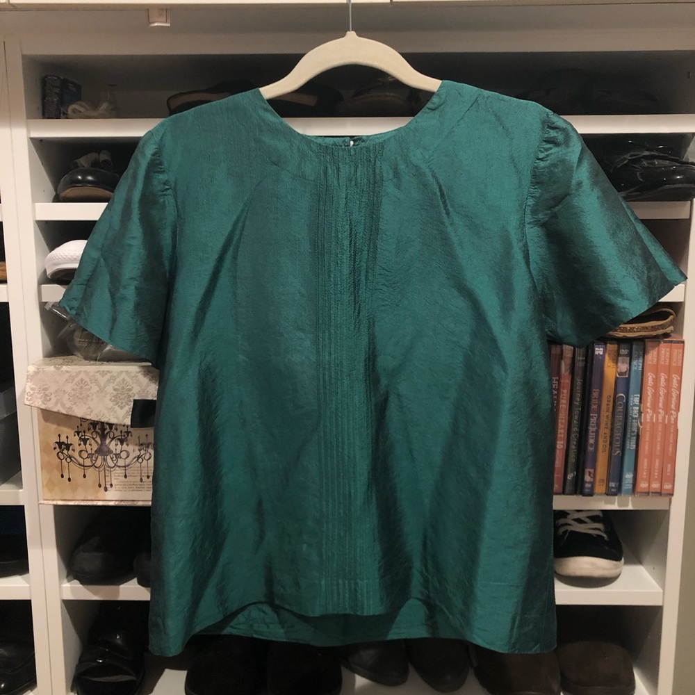 River Thai Silk Top size XL Teal Blue